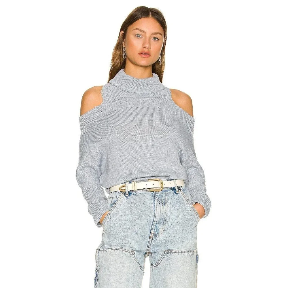 Lovers and Friends Anisa Turtleneck Sweater in Heather Grey XSmall New Knit Top